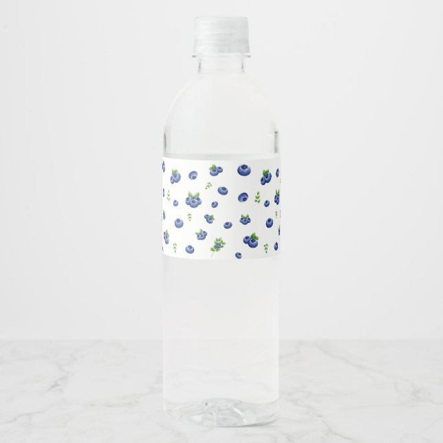 Blueberry Pattern Water Bottle Label (Front)