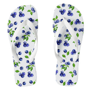 Blueberry Pattern Watercolor Berries Cute Vintage Flip Flops