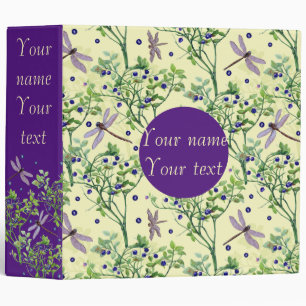 Blueberry pattern with dragonflies binder