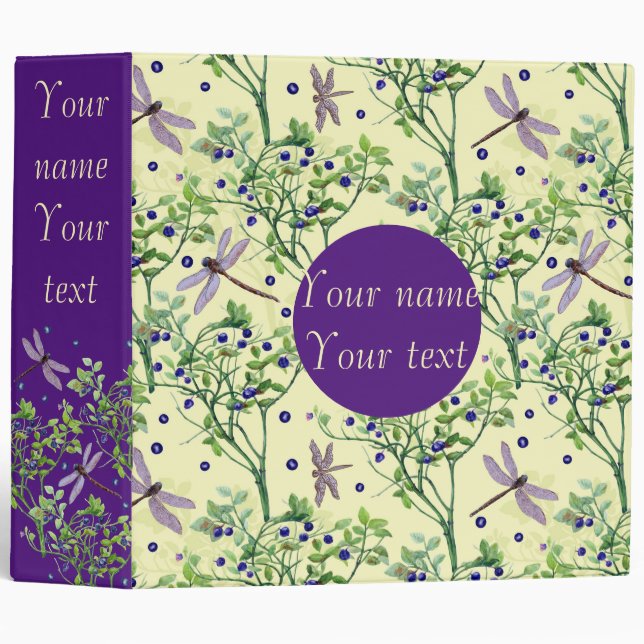 Blueberry pattern with dragonflies binder (Front/Spine)