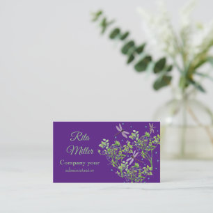Blueberry pattern with dragonflies business card