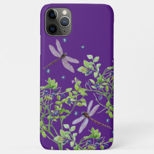Blueberry pattern with dragonflies iPhone 11 pro max case