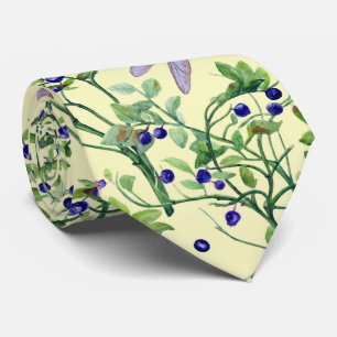 Blueberry pattern with dragonflies tie