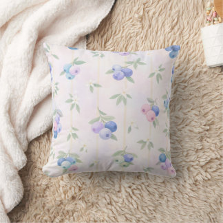 blueberry pattern with leaves throw pillow