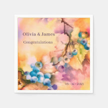 Blueberry Personalizable Napkin — Names, Event