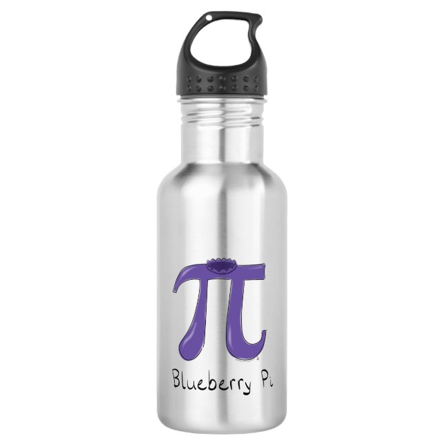 Blueberry Pi Cute Math Pi Day Green Water Bottle (Front)