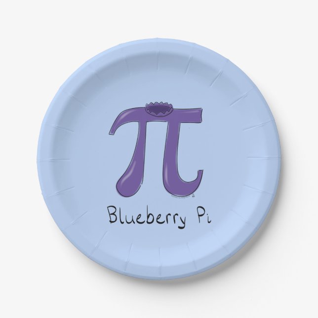Blueberry Pi Cute Math Pi Day Party Paper Plates (Front)