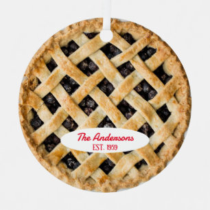 Blueberry Pie Baker Personalized  Metal Ornament