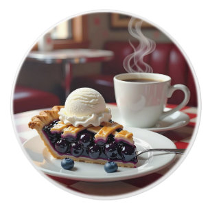 Blueberry Pie, Ice Cream & Coffee Ceramic Knob