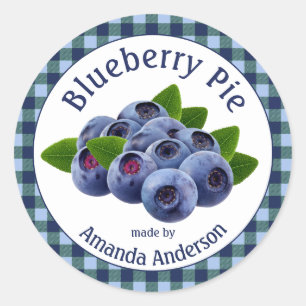 Blueberry Pie Plaid 3" Cercle Étiquette alimentair