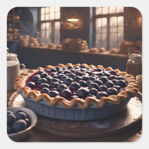 Blueberry Pie Square Sticker