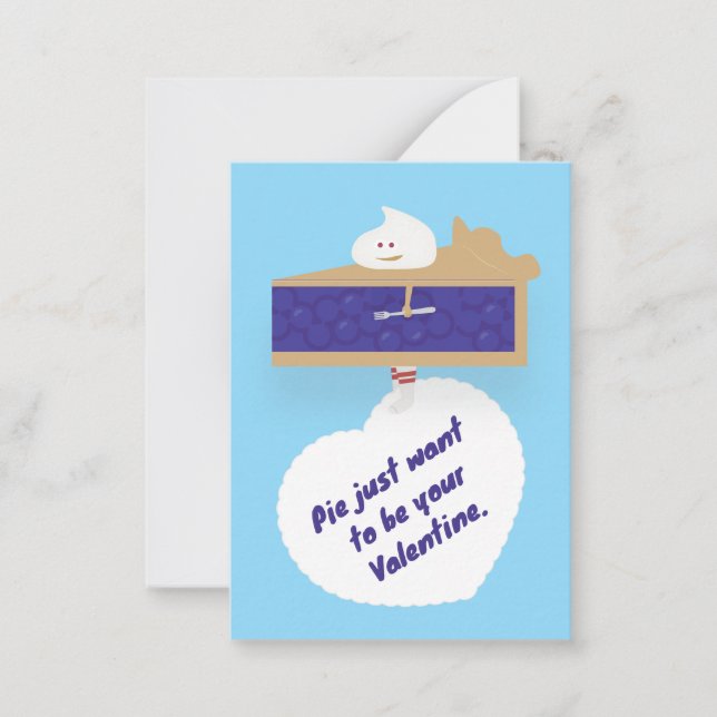 Blueberry Pie Valentine Note Card (Front)