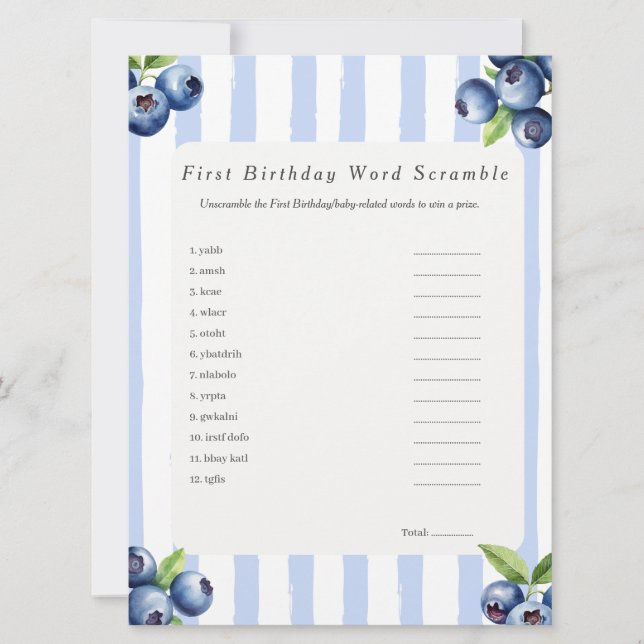 Blueberry Premier Anniversaire Mot Débauche Carte  (Devant)