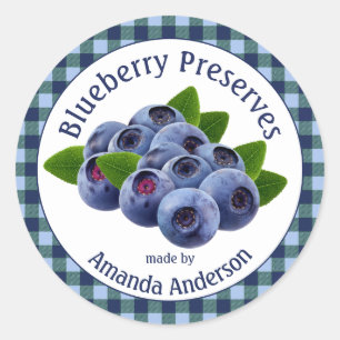 Blueberry Preserve Plaid 3" Étiquette alimentaire 