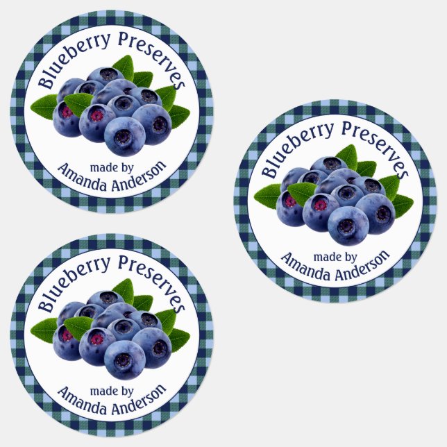 Blueberry Preserve Plaid Circulaire Étiquette alim (Groupe)