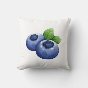 Blueberry Print Throw Pillow