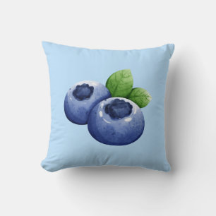 Blueberry Print Throw Pillow