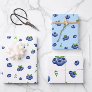 Blueberry Print Wrapping Paper Sheet