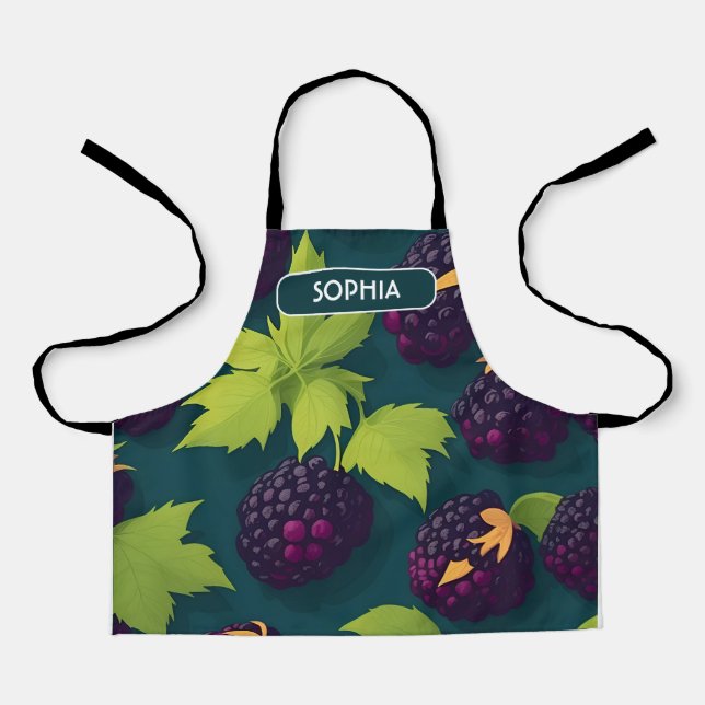 Blueberry Retro Colourful Personalized Pattern Apron (Front)