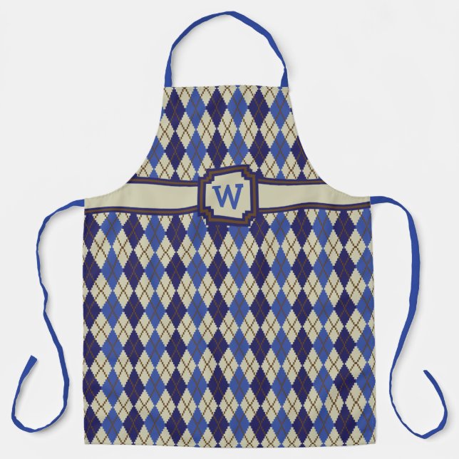 Blueberry Scone Argyle All-Over Print Apron (Front)