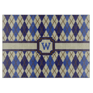 Blueberry Scone Argyle Glass Cutting Board