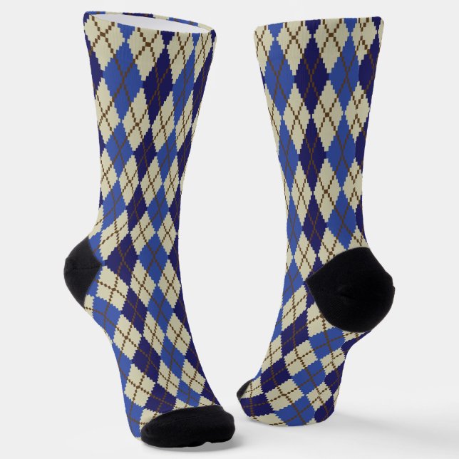 Blueberry Scone Argyle Socks (Angled)