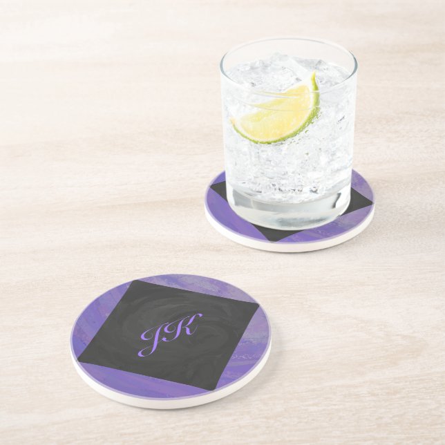 Blueberry Smear and Black Monogram Coaster (Side)