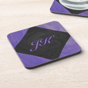 Blueberry Smear and Black Monogram Coaster