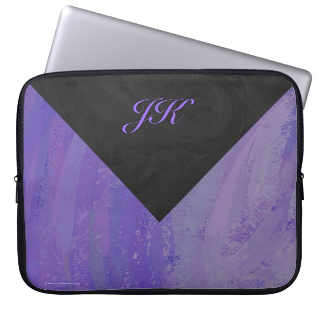 Blueberry Smear and Black Monogram Laptop Sleeve (Front)
