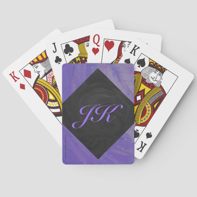 Blueberry Smear and Black Monogram Playing Cards (Back)