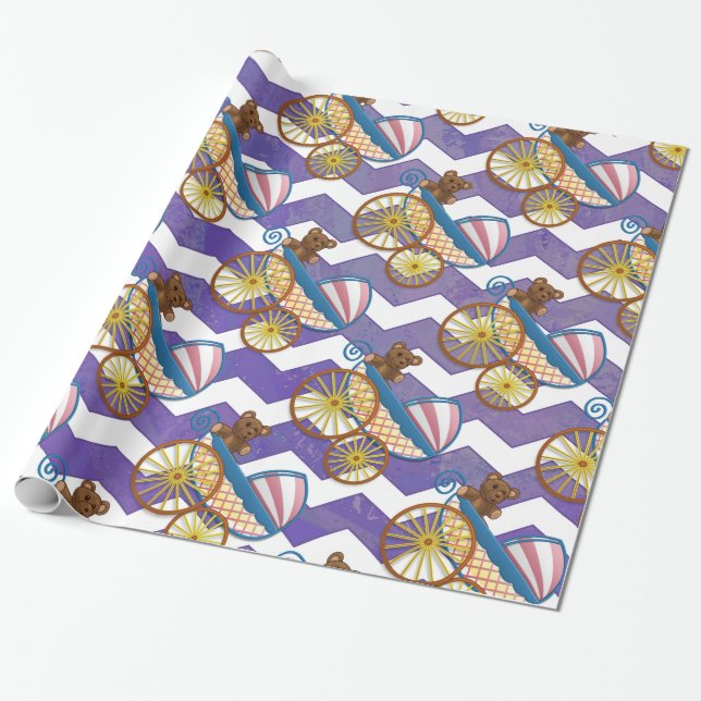 Blueberry Smear Baby Stuff Wrapping Paper (Unrolled)
