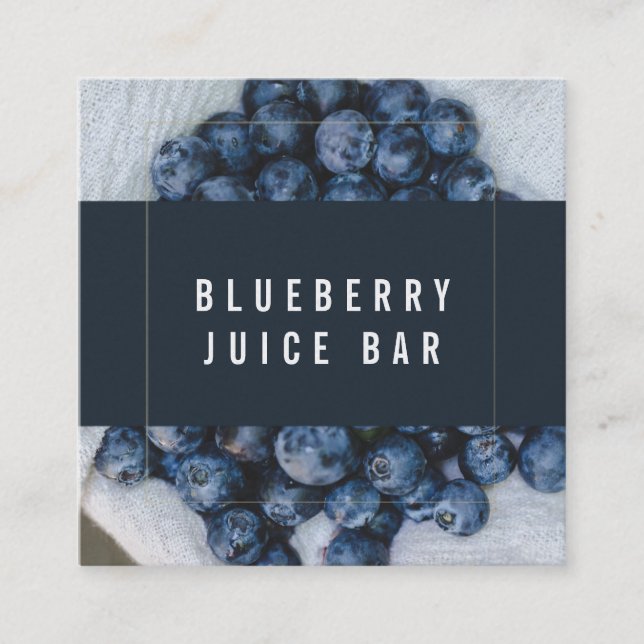 Blueberry Square Logo Modern Frame Business Card (Front)
