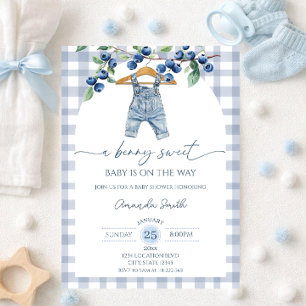  Blueberry sweet baby boy baby shower Invitation