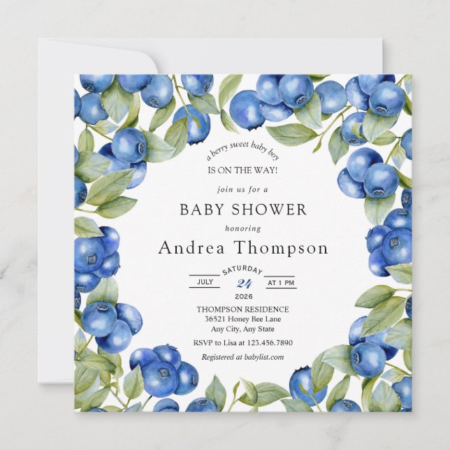Blueberry | Sweet Baby Shower Invitation (Front)
