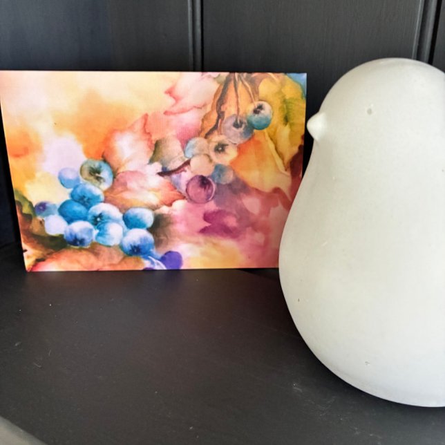 Blueberry Watercolor Greeting Card — Hand-Painted (Watercolor blueberry greeting card with soft botanical art, elegant nature stationery gift)