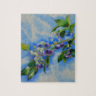 Blueberry watercolor painting jigsaw puzzle