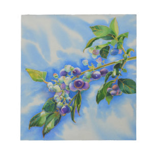 Blueberry watercolor painting notepad