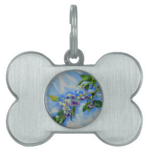 Blueberry watercolor painting pet ID tag