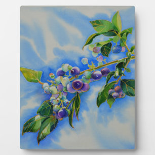 Blueberry watercolor painting plaque