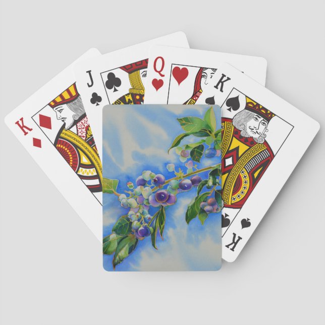Blueberry watercolor painting playing cards (Back)