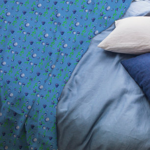 Blueberry watercolor pattern cute girl blue  fleece blanket