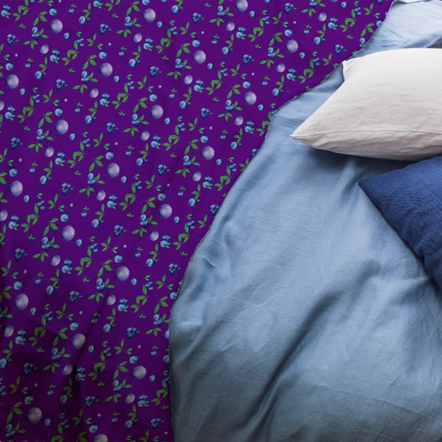 Blueberry watercolor pattern cute girl purple fleece blanket (Creator Uploaded)