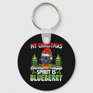 Blueberry Wearing Santa Hat - Christmas Spirit Is Keychain