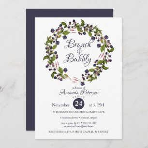 Blueberry   WEDDING  BRUNCH & Bubbly Invitation