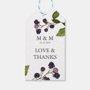 Blueberry Wedding Monogram Thank You Favour Gift Tags
