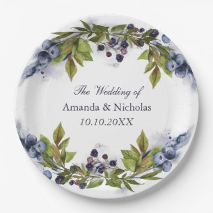 Blueberry wedding personalized paper plate
