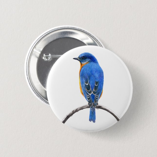 Bluebird 2 Inch Round Button (Front & Back)