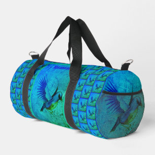 Bluebird Abstract Animal Art Personalized Duffle Bag