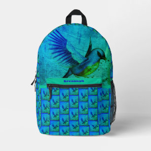 Bluebird Abstract Animal Art Personalized Printed Backpack