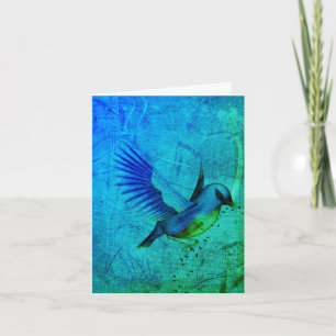 Bluebird Abstract Art Customizable Note Card